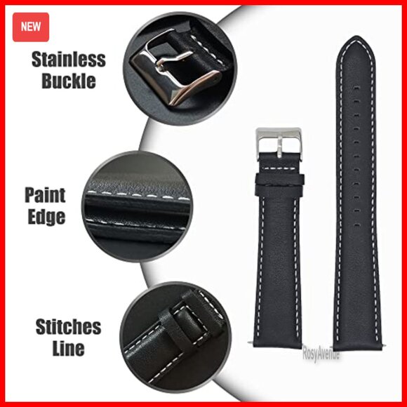 Extra Long Italian Leather Watch Strap 18mm 20mm 22mm 24mm Width